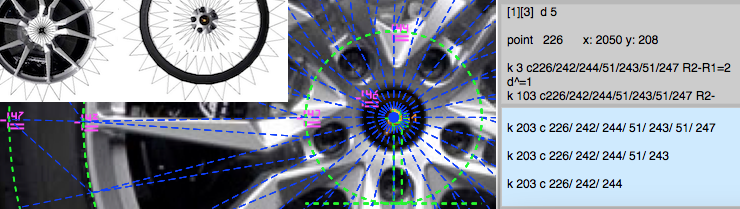 Part edges text editor showing car wheel in Papercraft4 3D